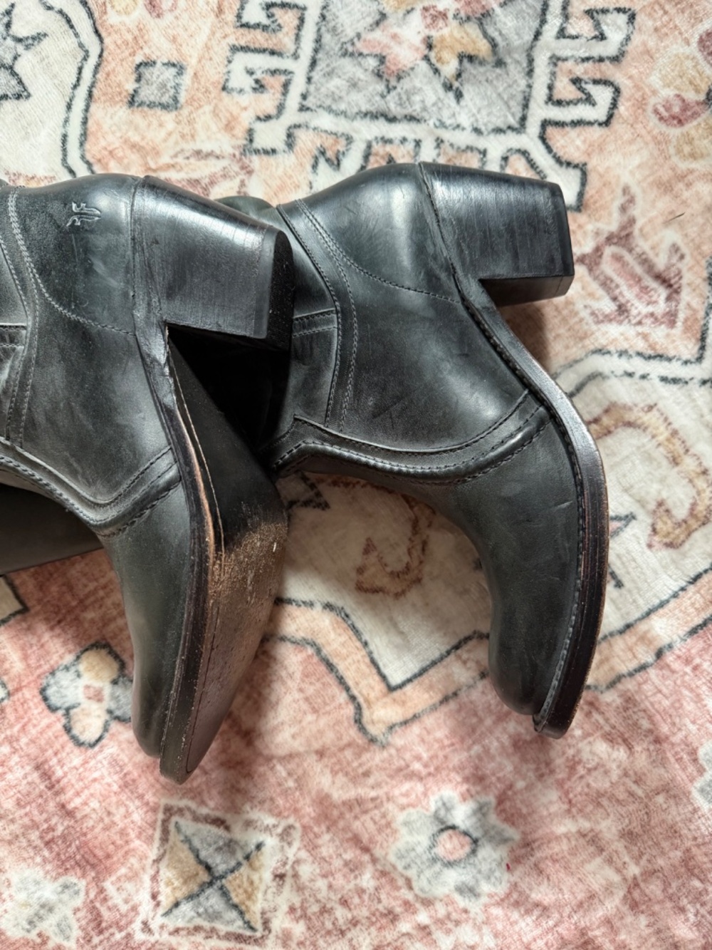 Frye Black Leather Mid-Calf Heeled Boots - Picture 8 of 8